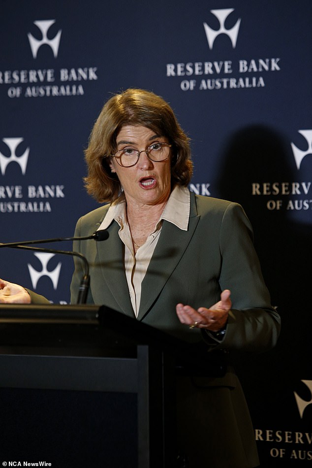 The Reserve Bank kept the cash rate unchanged at a 12-year high of 4.35 per cent on Tuesday afternoon (pictured, Governor Michele Bullock)