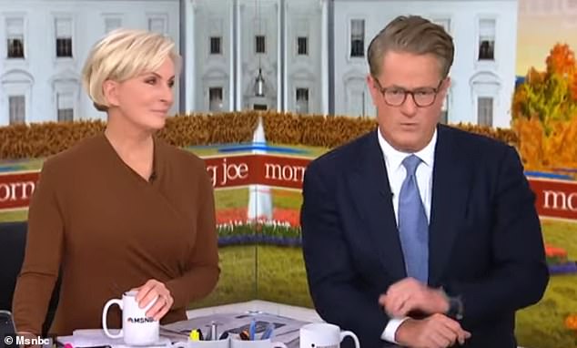 Towards the end of the segment, Brzezinski appeared to get her colleague to stop talking before ending the show