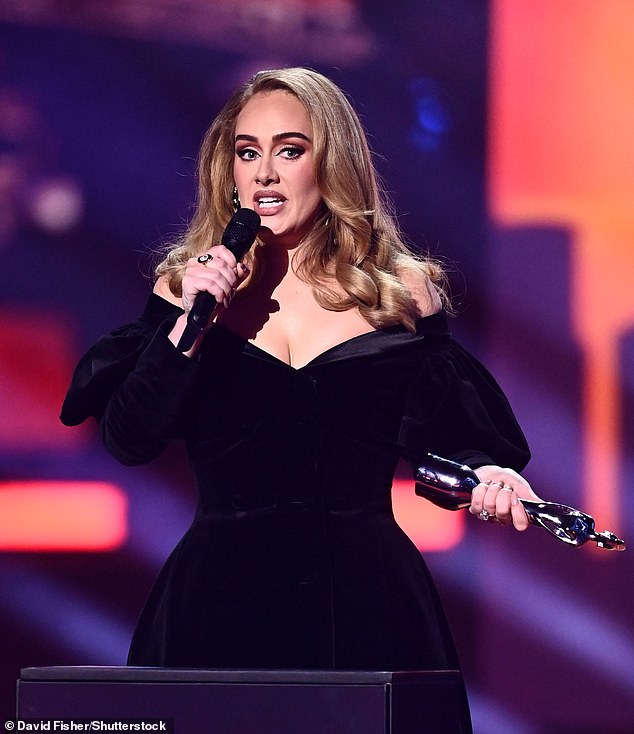 Male, female and non-binary nominees were merged into a single artist of the year category in 2022. Its first winner, Adele, 37, spoke about the changes (pictured)