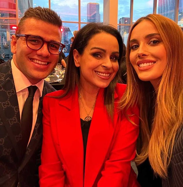 Pictured: Last month, Bec (far right) attended a Conservative dinner (with Gina Rinehart's PR critic James Radford and Sky News commentator Rita Panahi).