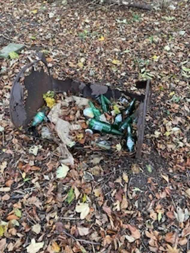 Six teenagers were found in trees near the remains of a fire surrounded by empty beer cans