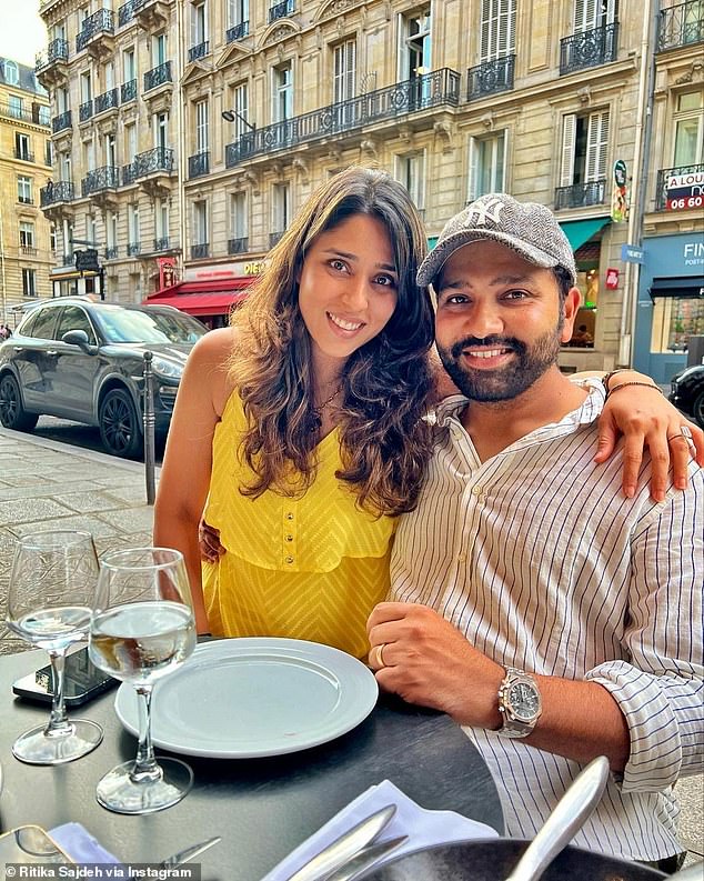 It is understood Sharma will not travel with his colleagues to Australia and will remain at home for the birth of his second child with partner Ritika Sajdeh (left)