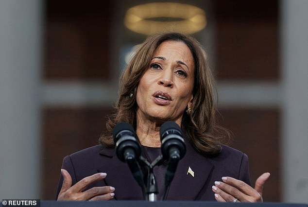 Democratic presidential candidate US Vice President Kamala Harris delivers a speech conceding the 2024 US presidential election to President-elect Donald Trump