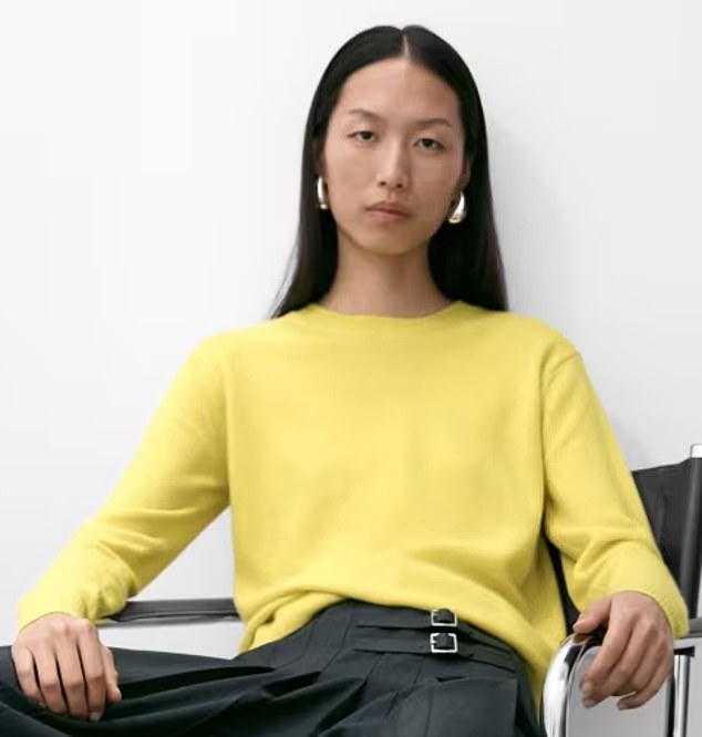 Marks & Spencer offers a wide color range of cashmere crew neck jumpers (£89), from a subtle camel to an acidic yellow (pictured)