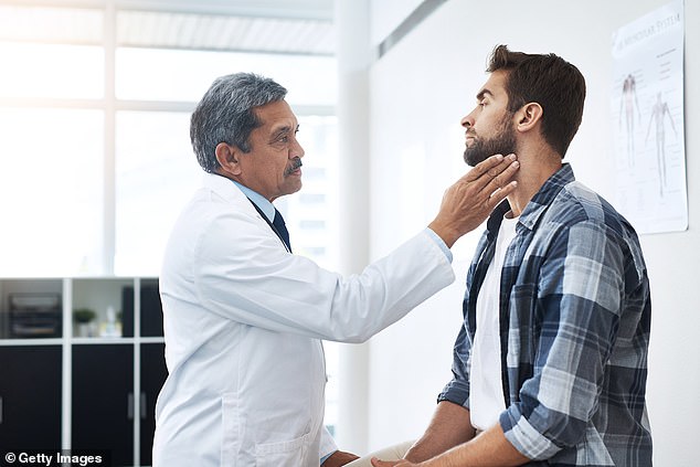 Symptoms of head and neck cancers may include a persistent sore throat, a lump or swelling in the neck, and a lump or ulcer on the lip or mouth that does not heal.