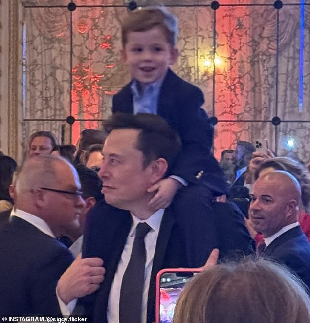 Elon Musk brought one of his eleven children to Mar-a-Lago on Tuesday night.