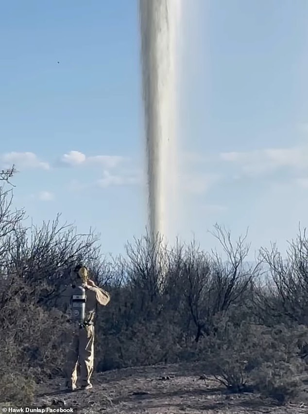 The jet of water is so high that it can be seen 7 miles away.