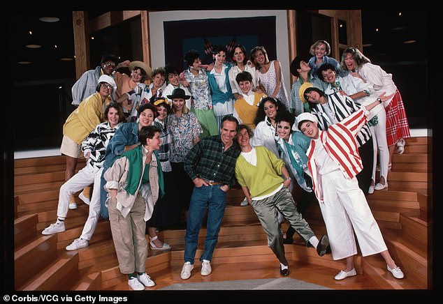 Doug and Susie Tompkins posing with Esprit employees in 1985