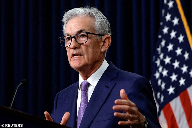 Federal Reserve officials have made clear that they would consider cutting interest rates as inflation moves closer to its target (Pictured: Federal Reserve Chair Jerome Powell)