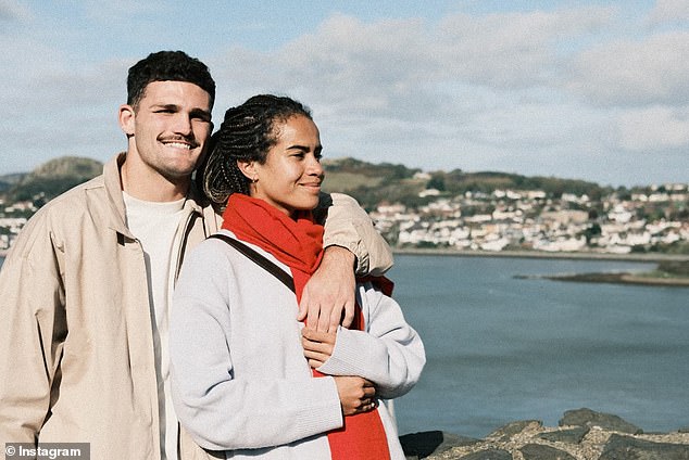 Nathan Cleary and Mary Fowler are pictured during his recent trip to England to spend time with her after the NRL grand final.