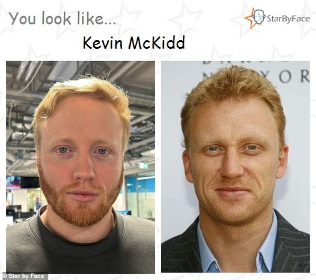 It appears the app was influenced by senior visual storytelling designer, Harry Lewis-Irlam's strawberry blonde hair. Harry's top match was Grey's Anatomy star Kevin McKidd, while Ed Sheeran was fourth on his list.