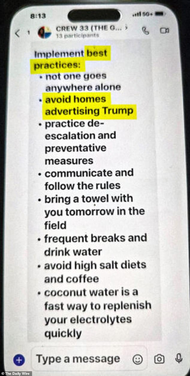 Washington said she was given a list of instructions on best practices for the agency's successful relief intervention. The list included guidelines such as 