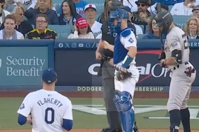 A fan was seen wearing a MAGA hat during a recent baseball World Series game.