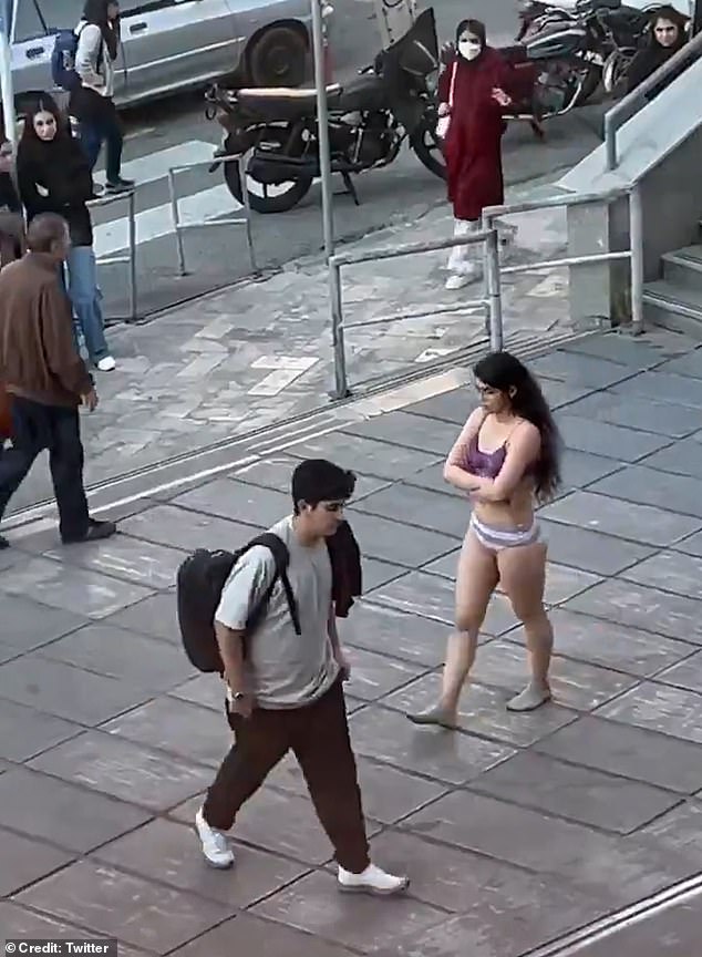 An unidentified student was arrested Saturday in Iran after she was seen walking around the campus of the science and research branch of Tehran's Islamic Azad University in her underwear.