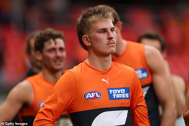 Young Giants player Josh Fahey, 20, was suspended for four games by the AFL for his unacceptable clothing.