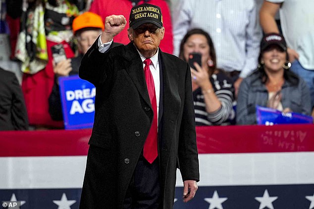 Former President Donald Trump appears at a rally Sunday in Macon, Georgia. Joe Biden won Georgia in 2020 by 12,670 votes