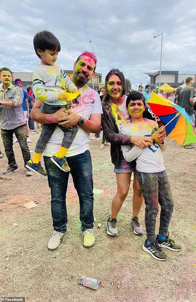 Vivek Bhatia and his elder son died in the accident. His wife Ruchi Bhatia and youngest son were injured but survived (Bhatia family pictured)