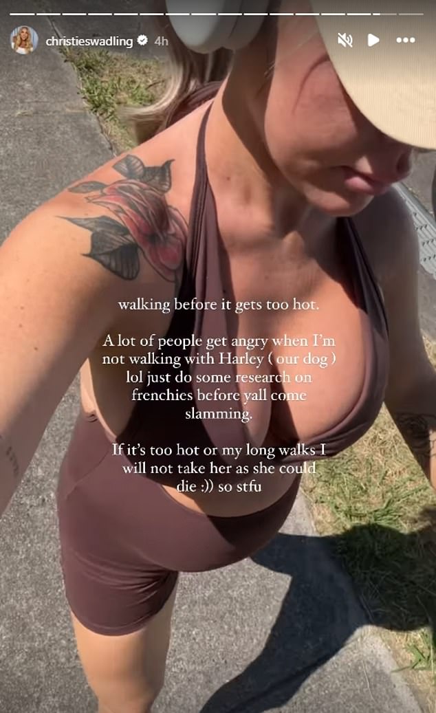 The influencer shared a video on Instagram this Tuesday while she was out for a walk and explained why she left her French Bulldog behind.