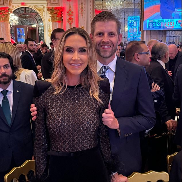 Lara Trump with her husband Eric at Mar-a-Lago on election night