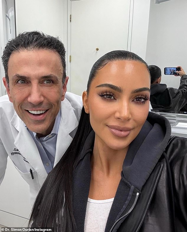 Kim was spotted by Dr. Simon Ourian, who later shared a selfie on Instagram.