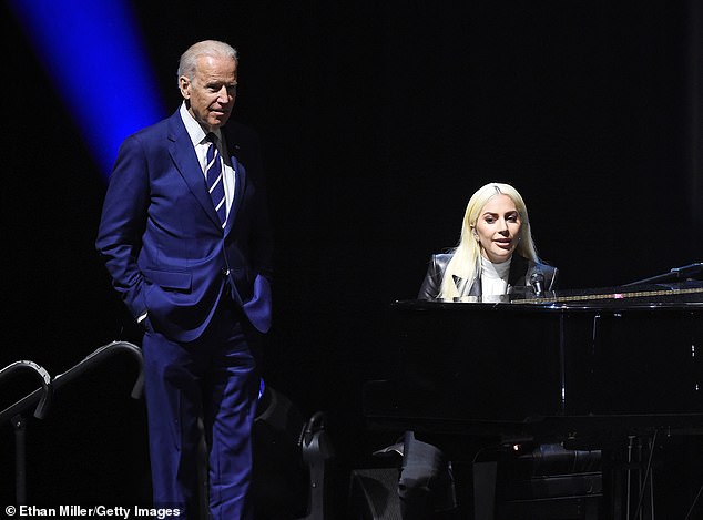 The native New Yorker joined forces with Biden back in 2016 (pictured) to promote the 'It's On Us' campaign, which addressed the issue of sexual assault on college campuses.