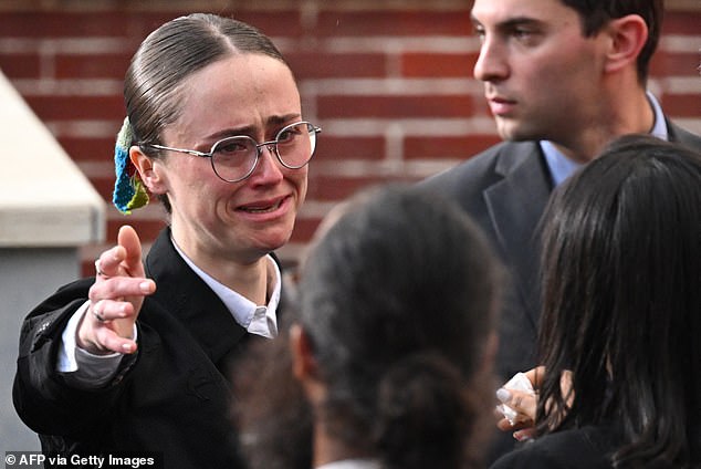 Supporters cried outside Howard University as Kamala Harris acknowledged. Columbia, Harvard and New York's exclusive Fieldston School offered students days off to grieve. (Pictured: Ella Emhoff cries during Harris' concession speech.)