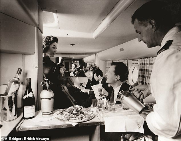 Above: the 'wonderful cocktail lounge on the lower deck of the Boeing Stratocruiser'