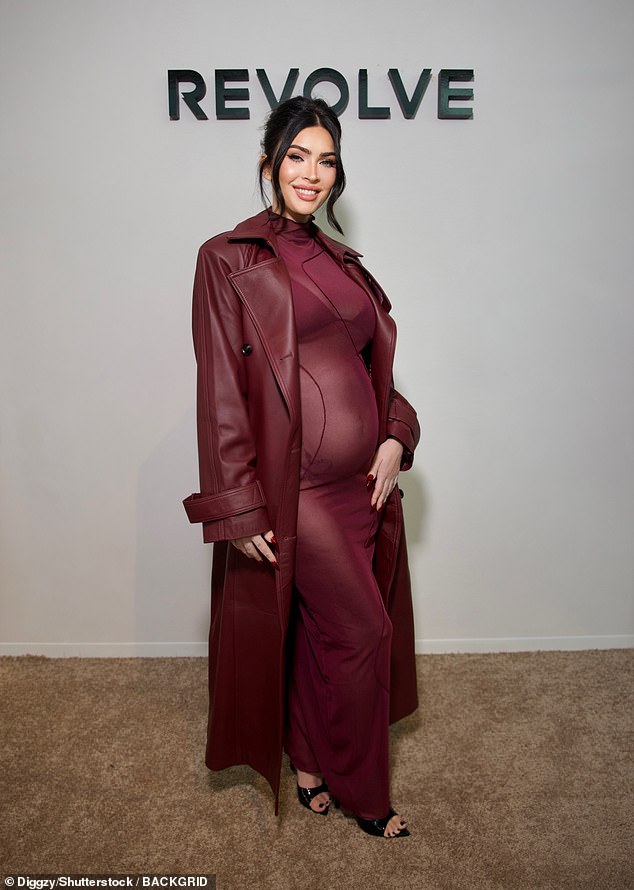 This came after Megan showed off her growing baby bump in a completely sheer dress when she stepped out in Los Angeles this week.