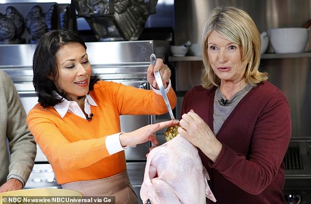 Martha knows how to cook a turkey and is pictured here on NBC's Today show demonstrating how