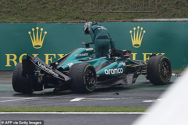 In the heavy rain of Sao Paulo, Lance Stroll crashed into a wall while trying to turn during Q2 and was subsequently shown a red flag.