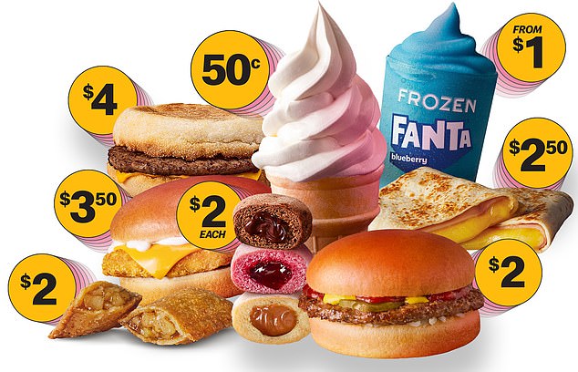 McDonald's Australia has launched its new change menu just in time for summer - promising ice cream cones for just 50 cents and burgers for $2.