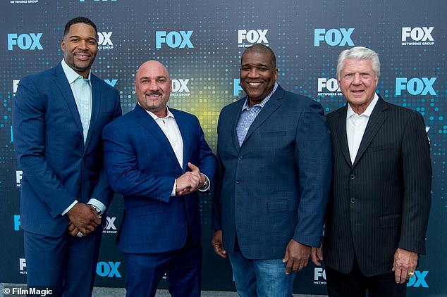 Strahan's Fox colleague Jay Glazer (second from left) also came to his defense on Monday.