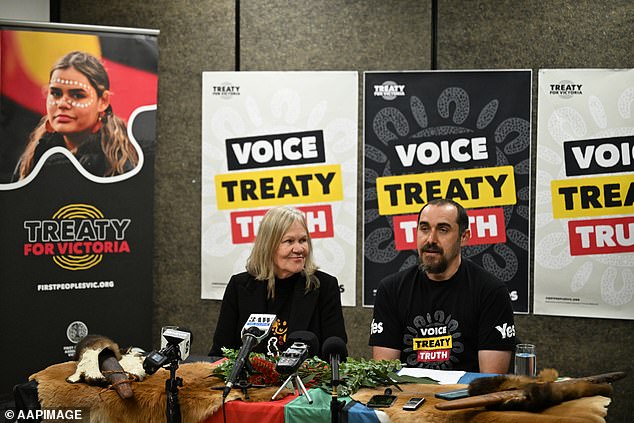 Members of the First Victorian People's Assembly, Rueben Berg (right) and Aunt Esme Bamblett