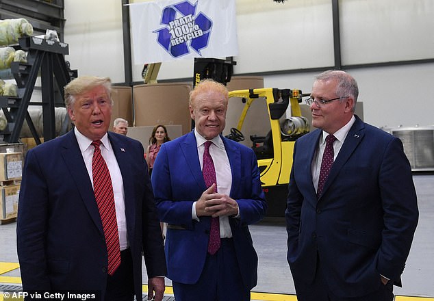 In 2023, ABC News first reported that Trump had discussed potentially sensitive information with Pratt shortly after leaving office (pictured: Trump and Pratt on a tour of a Pratt Industries plant in Ohio in 2019).