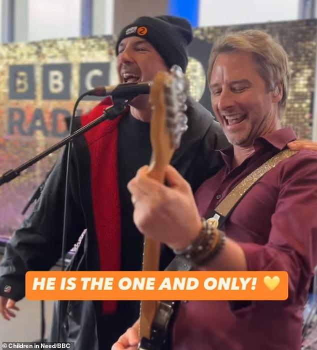 Radio 2's Zoe Ball was there and hugged him, before taking to the stage to do a duet with 80s icon Chesney Hawkes (right).