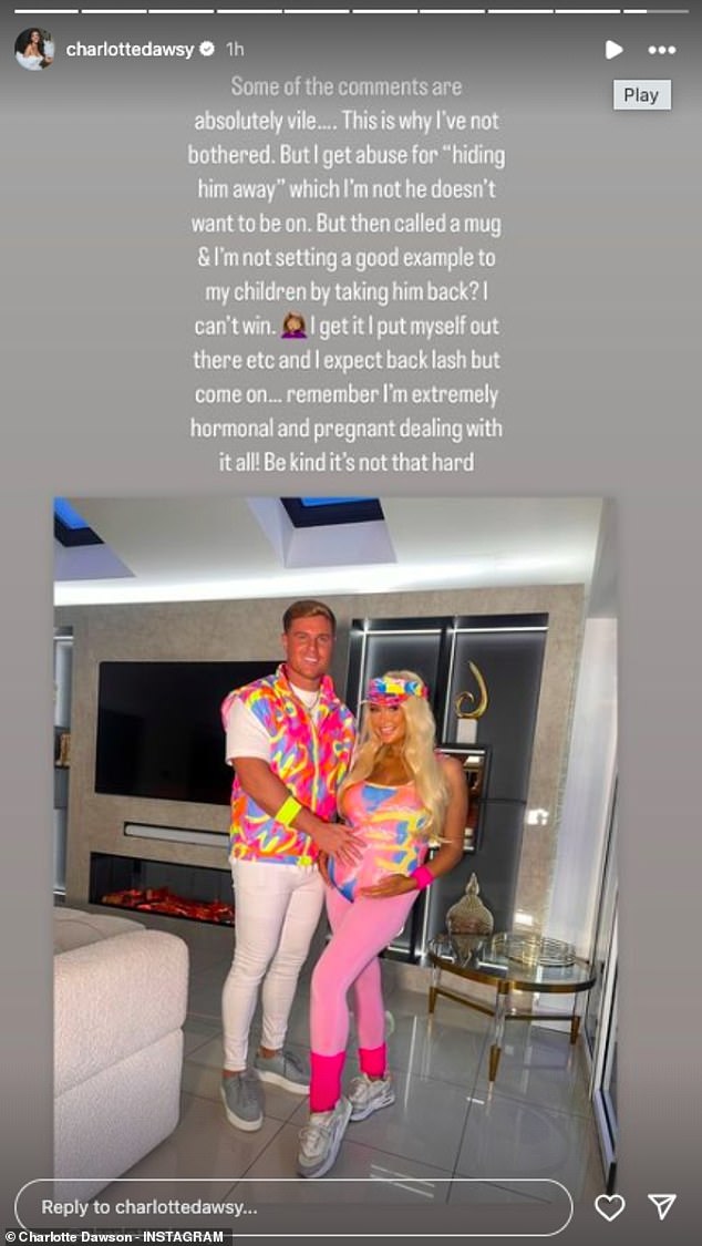 After posting some photos of them together on her Instagram grid while dressing up as Barbie and Ken for Halloween, Charlotte responded to some negative comments.