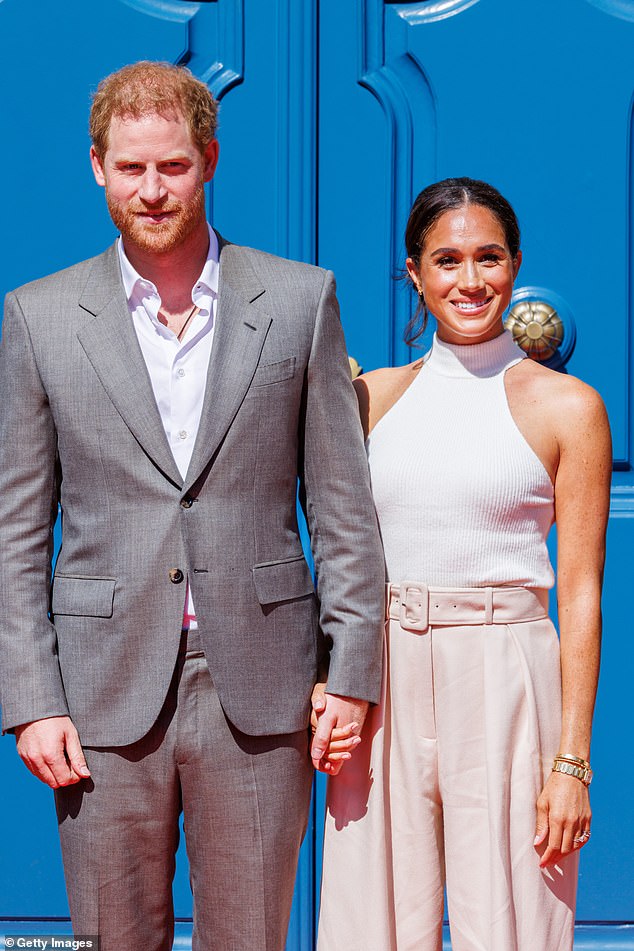 It looks like Prince Harry (pictured with Meghan in September 2022) is becoming more Californian with the phrases he uses and his accent.