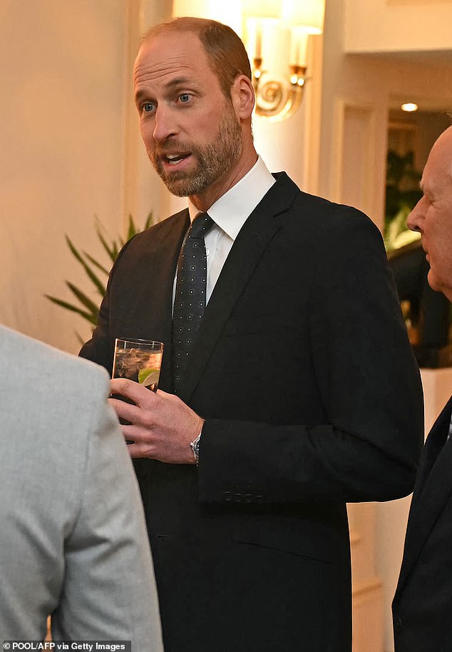 The Prince of Wales, 42, looked dapper in a navy suit as he arrived at the event at the Savoy Hotel, smiling as he greeted guests.