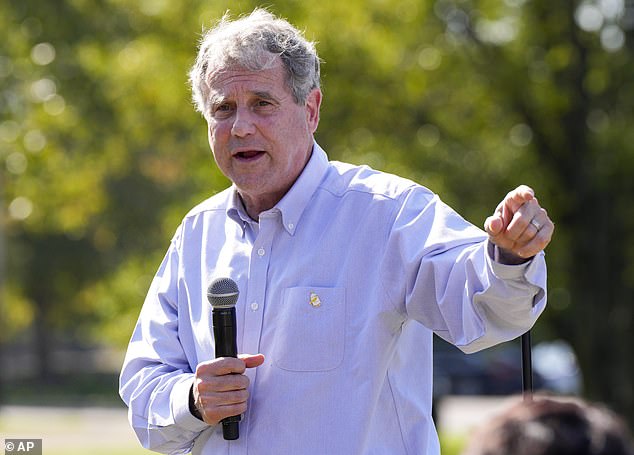 Senator Sherrod Brown campaigning at a rally in Cincinnati, Ohio, on October 5, 2024.