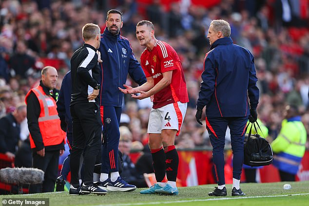 The Manchester United coaching team protested Matthijs de Ligt being forced to leave the pitch for treatment against Brentford, and the Bees scored from a subsequent corner.