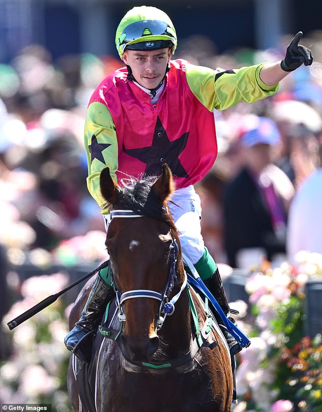 Irish jockey Robbie Dolan delivered on the big stage for John Symons, winning the Melbourne Cup on the outsider Knight's Choice (pictured)