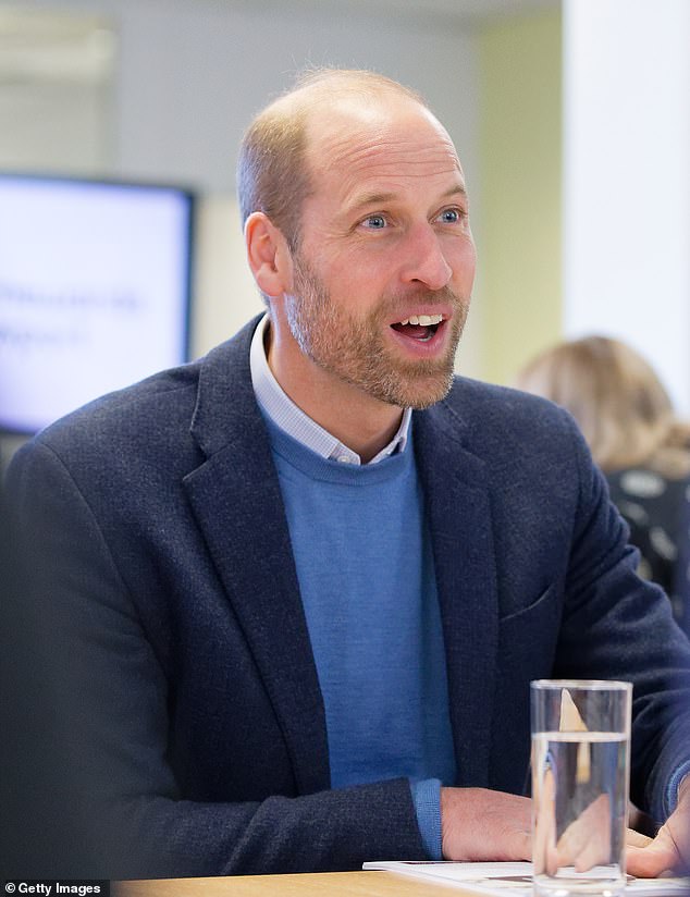 Prince William is pictured during a visit to Homewards Newport last week.