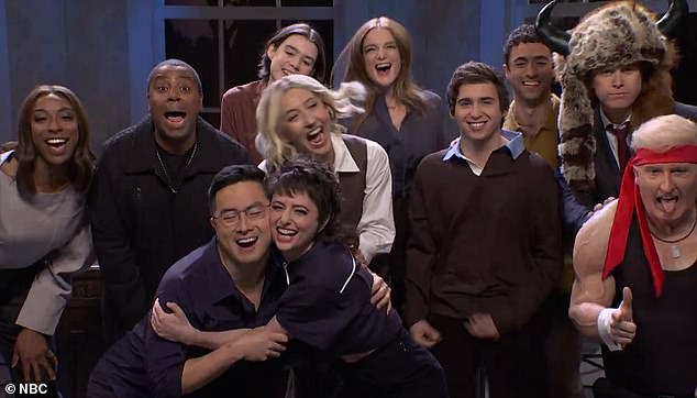 At the end of the cold open, the cast brought out the 'invisible young people' in the YMCA tone