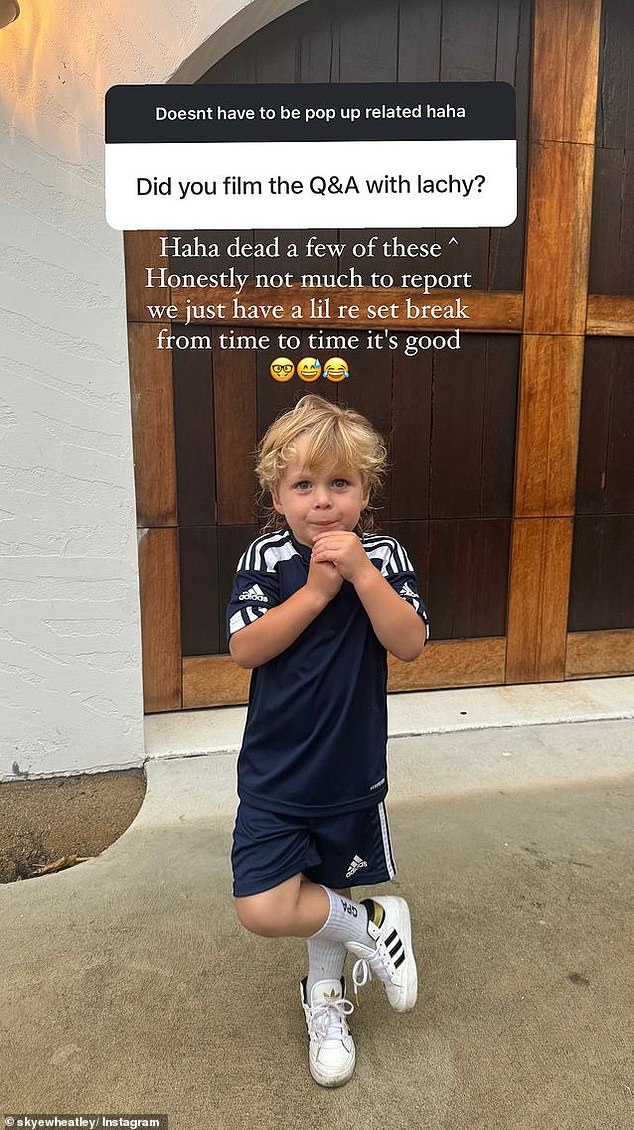 On Tuesday, the Gold Coast-based mother of two revealed the reason Lachy didn't appear in her recent Q&A videos is because they decided to take some time apart. (In the photo, son, Bear)