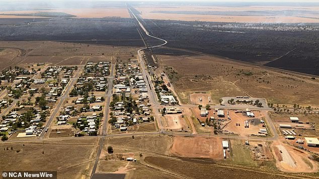 Firefighters battled a fire in Dirranbandi, near the New South Wales-Queensland border, on Tuesday.