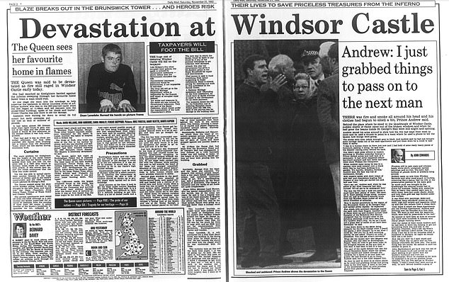 The Mail's coverage of the fire, including quotes from Prince Andrew at the scene