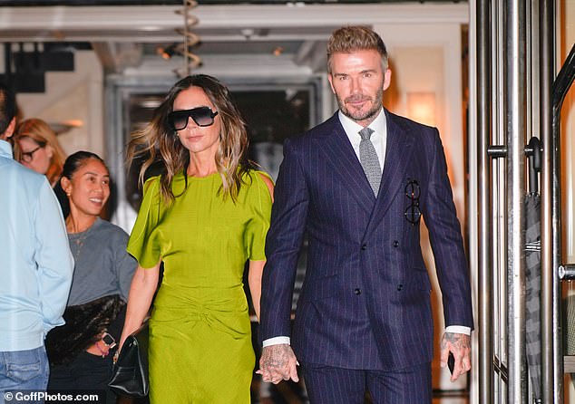 Victoria in her dress and David Beckham in New York City, 2022