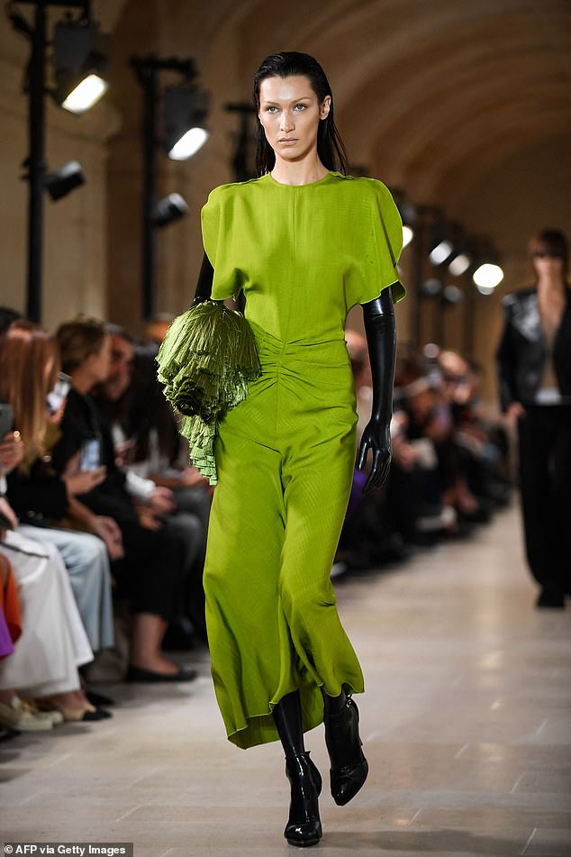 Supermodel Bella Hadid premiered the dress, part of Victoria Beckham's spring/summer 2023 collection, in Paris in 2022.