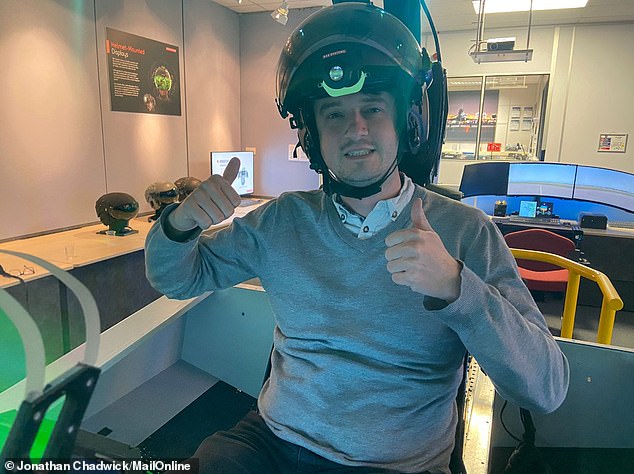 At BAE Systems' offices in Rochester, Kent, MailOnline's Jonathan Chadwick was given exclusive access to test Striker II during a simulated flight from RAF Valley in Anglesey, Wales.