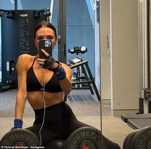 Victoria is also a fan of morning exercise and often takes selfies in her home gym.